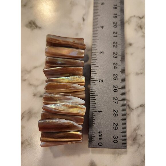 Vintage Mother Of Pearl Abalone Shell Stretch Bracelet - Picture 4 of 4